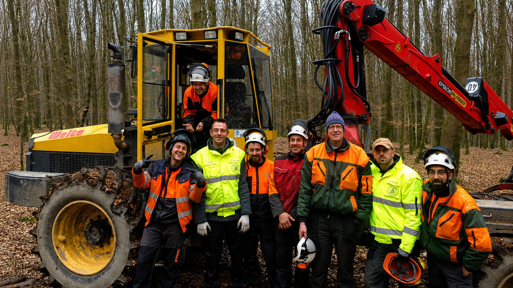 Forstmaschine bei der Holzaufarbeitung und Verwertung im Wald